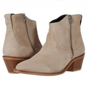 ALLSAINTS boots -Tan suede pointed toe, exposed zip entry